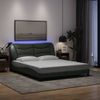 Cama Matrimonial | Cama Para Adultos | Estructura De Cama Con Luces Led Tela Gris Oscuro 160x200 Cm Cfw110117