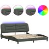 Cama Matrimonial | Cama Para Adultos | Estructura De Cama Con Luces Led Tela Gris Oscuro 180x200 Cm Cfw880671