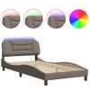 Cama Para Adulto | Cama Individual | Estructura De Cama Con Luces Led Tela Gris Taupe 100x200 Cm Cfw127777