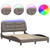 Cama Matrimonial | Cama Para Adultos | Estructura De Cama Con Luces Led Tela Gris Taupe 120x200 Cm Cfw255555