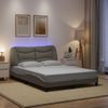 Cama Matrimonial | Cama Para Adultos | Estructura De Cama Con Luces Led Tela Gris Taupe 120x200 Cm Cfw255555