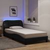 Cama Para Adulto | Cama Individual | Estructura De Cama Con Luces Led Tela Negro 100x200 Cm Cfw544442