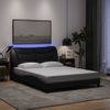 Cama Matrimonial | Cama Para Adultos | Estructura De Cama Con Luces Led Tela Negro 140x190 Cm Cfw465760