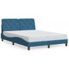 Cama Matrimonial | Cama Para Adultos | Estructura De Cama Con Luces Led Terciopelo Azul 140x190 Cm Cfw98825