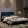 Cama Matrimonial | Cama Para Adultos | Estructura De Cama Con Luces Led Terciopelo Azul 140x190 Cm Cfw98825