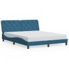 Cama Matrimonial | Cama Para Adultos | Estructura De Cama Con Luces Led Terciopelo Azul 160x200 Cm Cfw49352