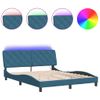 Cama Matrimonial | Cama Para Adultos | Estructura De Cama Con Luces Led Terciopelo Azul 160x200 Cm Cfw49352