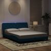 Cama Matrimonial | Cama Para Adultos | Estructura De Cama Con Luces Led Terciopelo Azul 160x200 Cm Cfw49352