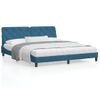 Cama Matrimonial | Cama Para Adultos | Estructura De Cama Con Luces Led Terciopelo Azul 180x200 Cm Cfw38860