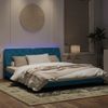 Cama Matrimonial | Cama Para Adultos | Estructura De Cama Con Luces Led Terciopelo Azul 180x200 Cm Cfw38860