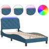 Cama Individual | Cama Para Adultos | Estructura De Cama Con Luces Led Terciopelo Azul 80x200 Cm Cfw70206