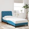 Cama Individual | Cama Para Adultos | Estructura De Cama Con Luces Led Terciopelo Azul 80x200 Cm Cfw70206