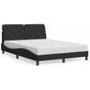 Cama Matrimonial | Cama Para Adultos | Estructura De Cama Con Luces Led Terciopelo Negro 140x190 Cm Cfw69322