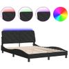 Cama Matrimonial | Cama Para Adultos | Estructura De Cama Con Luces Led Terciopelo Negro 140x190 Cm Cfw69322