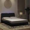 Cama Matrimonial | Cama Para Adultos | Estructura De Cama Con Luces Led Terciopelo Negro 140x190 Cm Cfw69322