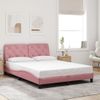 Cama Matrimonial | Cama Para Adultos | Estructura De Cama Con Luces Led Terciopelo Rosa 140x190 Cm Cfw16295