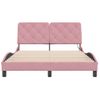 Cama Matrimonial | Cama Para Adultos | Estructura De Cama Con Luces Led Terciopelo Rosa 140x190 Cm Cfw16295