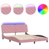 Cama Matrimonial | Cama Para Adultos | Estructura De Cama Con Luces Led Terciopelo Rosa 160x200 Cm Cfw65226