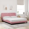 Cama Matrimonial | Cama Para Adultos | Estructura De Cama Con Luces Led Terciopelo Rosa 160x200 Cm Cfw65226