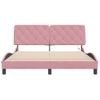 Cama Matrimonial | Cama Para Adultos | Estructura De Cama Con Luces Led Terciopelo Rosa 160x200 Cm Cfw65226