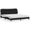 Cama Matrimonial | Cama Para Adultos | Estructura De Cama Con Luz Led Cuero Pe Negro Blanco 180x200 Cm Cfw230278