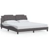 Cama Matrimonial | Cama Para Adultos | Estructura De Cama Con Luz Led Cuero Sintético Gris 180x200 Cm Cfw53716