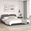 Cama Matrimonial | Cama Para Adultos | Estructura De Cama Con Luz Led Cuero Sintético Gris 180x200 Cm Cfw53716