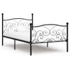 Cama Individual | Cama Para Adultos | Estructura De Cama Con Somier Metal Negro 100x200 Cm Cfw664230