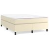 Cama Matrimonial | Cama Para Adultos | Estructura De Cama Box Spring Cuero Sintético Crema 140x200 Cm Cfw168694