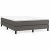 Cama Matrimonial | Cama Para Adultos | Estructura De Cama Box Spring Cuero Sintético Gris 140x200 Cm Cfw980895