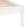 Cama Matrimonial | Cama Para Adultos | Estructura De Cama De Madera Maciza Blanca 135x190 Cm Cfw871284