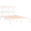 Cama Matrimonial | Cama Para Adultos | Estructura De Cama De Madera Maciza Blanca 140x200 Cm Cfw909704