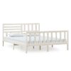 Cama Matrimonial | Cama Para Adultos | Estructura De Cama De Madera Maciza Blanca 160x200 Cm Cfw633997