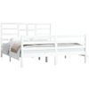 Cama Matrimonial | Cama Para Adultos | Estructura De Cama De Madera Maciza Blanca 160x200 Cm Cfw340396