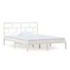 Cama Matrimonial | Cama Para Adultos | Estructura De Cama Madera Maciza Blanca King Size 150x200 Cm Cfw505092