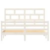 Cama Matrimonial | Cama Para Adultos | Estructura De Cama De Madera Maciza De Pino Blanca 160x200 Cm Cfw743518