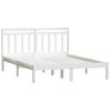 Cama Matrimonial | Cama Para Adultos | Estructura De Cama De Madera Maciza De Pino Blanco 140x200 Cm Cfw853205