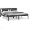 Cama Matrimonial | Cama Para Adultos | Estructura De Cama De Madera Maciza De Pino Gris 200x200 Cm Cfw715607