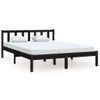 Cama Matrimonial | Cama Para Adultos | Estructura De Cama De Madera Maciza De Pino Negra 120x200 Cm Cfw963764