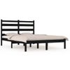 Cama Matrimonial | Cama Para Adultos | Estructura De Cama De Madera Maciza De Pino Negra 140x190 Cm Cfw699004