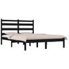 Cama Matrimonial | Cama Para Adultos | Estructura De Cama De Madera Maciza De Pino Negra 140x190 Cm Cfw699004