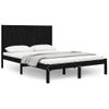 Cama Matrimonial | Cama Para Adultos | Estructura De Cama De Madera Maciza De Pino Negra 140x190 Cm Cfw482215