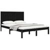 Cama Matrimonial | Cama Para Adultos | Estructura De Cama De Madera Maciza De Pino Negra 140x190 Cm Cfw482215