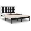 Cama Matrimonial | Cama Para Adultos | Estructura De Cama De Madera Maciza De Pino Negra 140x190 Cm Cfw274396