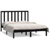 Cama Matrimonial | Cama Para Adultos | Estructura De Cama De Madera Maciza De Pino Negra 140x190 Cm Cfw641565