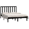 Cama Matrimonial | Cama Para Adultos | Estructura De Cama De Madera Maciza De Pino Negra 140x190 Cm Cfw641565