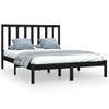 Cama Matrimonial | Cama Para Adultos | Estructura De Cama De Madera Maciza De Pino Negra 140x190 Cm Cfw995908