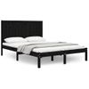 Cama Matrimonial | Cama Para Adultos | Estructura De Cama De Madera Maciza De Pino Negra 140x200 Cm Cfw632762