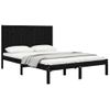 Cama Matrimonial | Cama Para Adultos | Estructura De Cama De Madera Maciza De Pino Negra 140x200 Cm Cfw632762