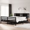 Cama Matrimonial | Cama Para Adultos | Estructura De Cama De Madera Maciza De Pino Negra 200x200 Cm Cfw948363